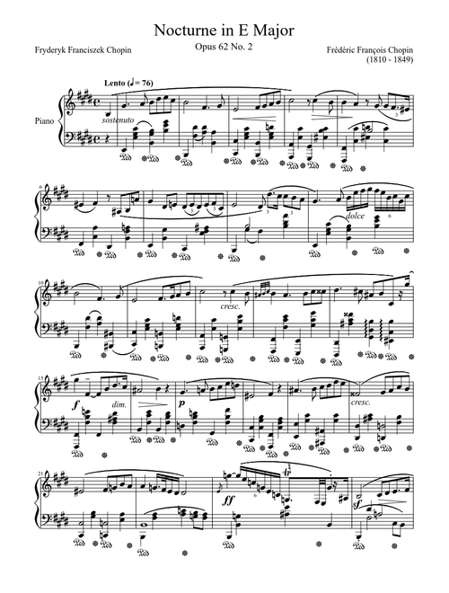 Nocturne Opus 62 No. 2 in E Major