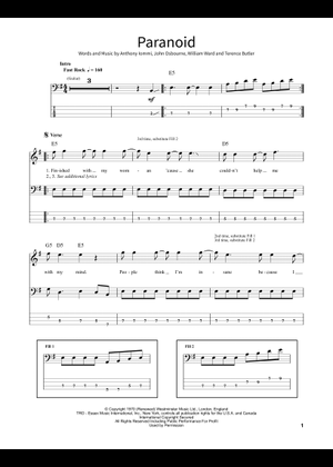 Play Official version of Paranoid Sheet Music by Black Sabbath for