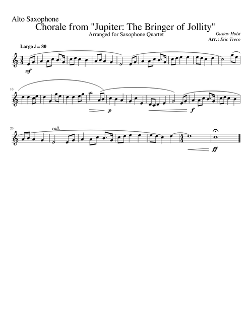 Alto Sax - Chorale from "Jupiter: The Bringer of Jollity"