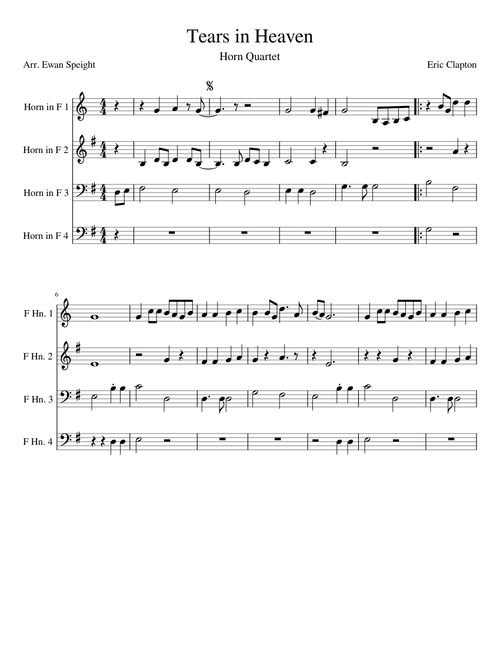 Tears in Heaven Horn Quartet