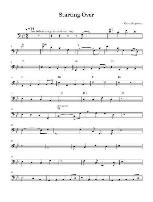 Starting Over Bass part