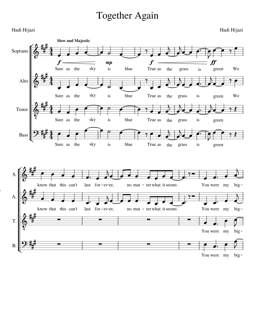 Together Again Script Together Again Sheet Music for Soprano, Alto, Tenor, Bass voice (SATB ...
