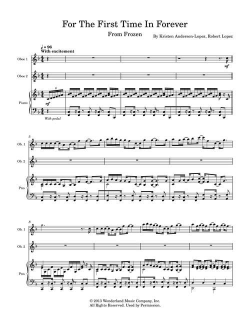 For The First Time In Forever (Arr. George Lin) - Kristen Bell Idina Menzel (Oboe Duet)