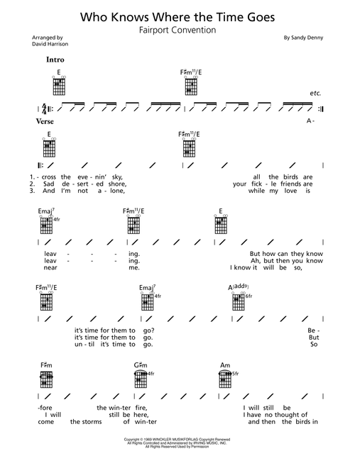 Who Knows Where The Time Goes (Arr. David Harrison) - Eva Cassidy (Guitar Chords-Lyrics)