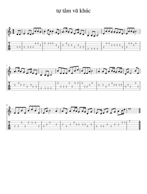 tự tâm vũ khúc sheet guitar