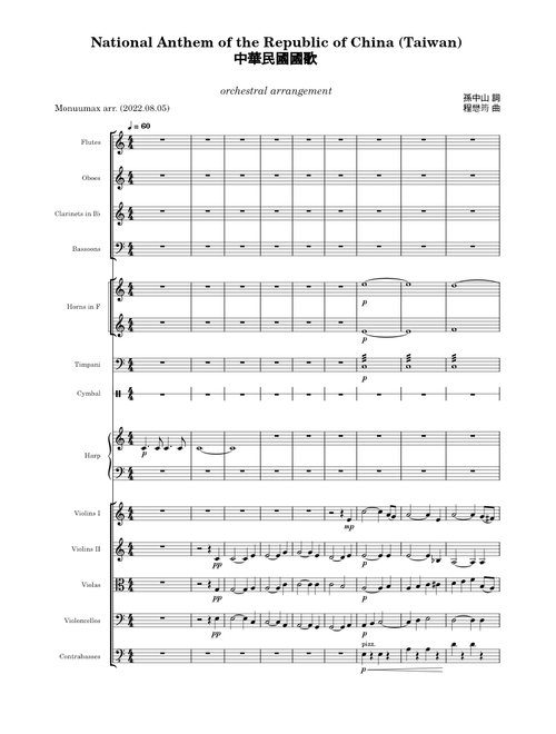 中華民國國歌 – 程懋筠、孫中山 | National Anthem of the Republic of China (orchestral arr by Monuumax)