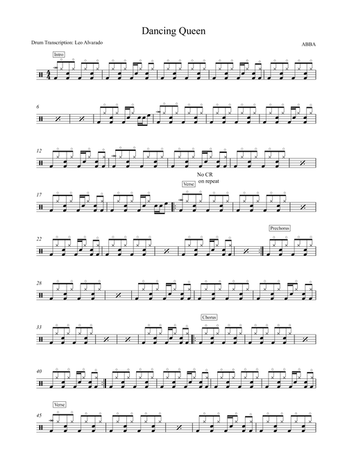 Dancing Queen (Arr. Drum Transcription: Leo Alvarado) - ABBA (Drums)
