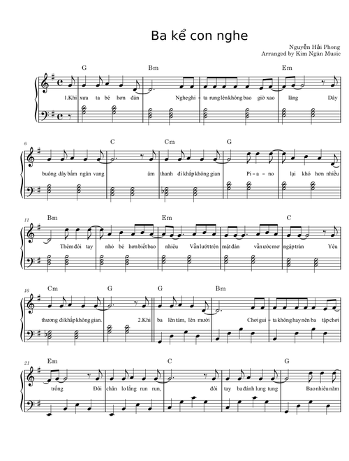 Ba kể Con nghe -Piano (easy)