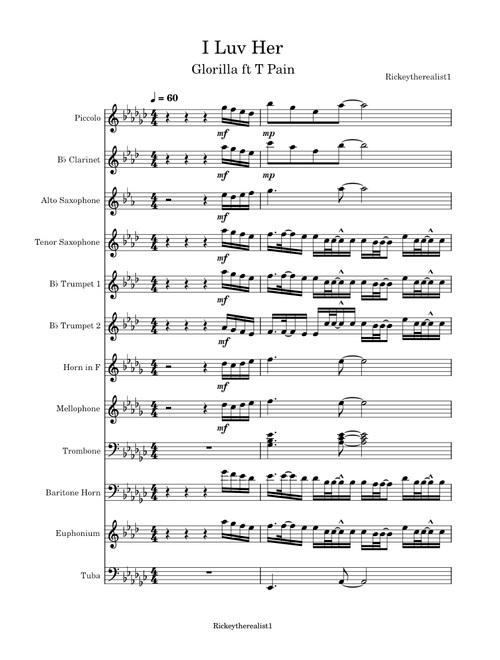 Glorilla Ft T Pain “I Luv Her” Band Arrangement