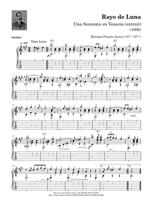 Rayo de Luna - Máximo Puente-Arnao (18**-19**) - Tablature