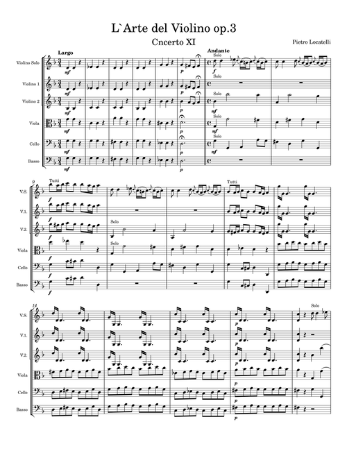 Violin Concerto L'Arte del violino Op.3 no.6 (Arr. Andrii Shevchuk) - Pietro Locatelli (String Ensemble)