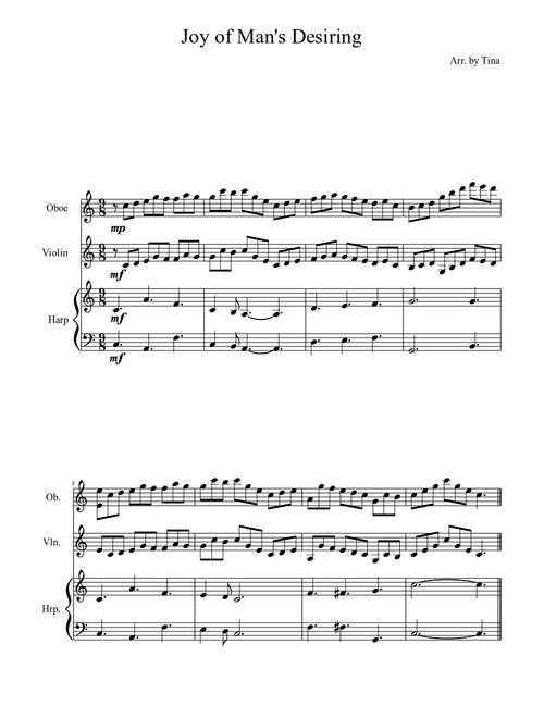 Arrangement of Jesu, Joy of Man's Desiring
