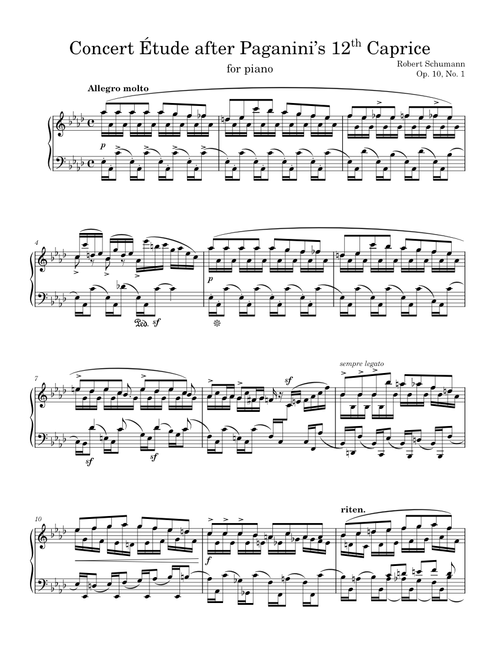 Concert Étude after Paganini's 12th Caprice - R. Schumann, Op. 10, No. 1