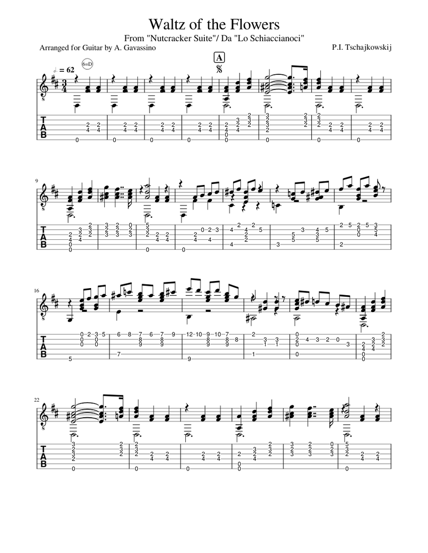 Waltz of the Flowers Sheet Music and Tab with Chords for