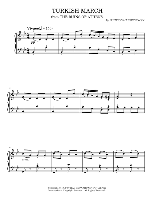Turkish March - Ludwig van Beethoven (Easy Piano)