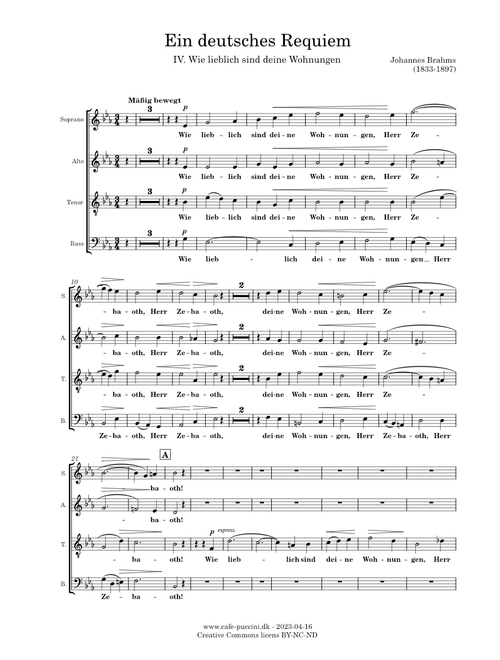 Ein deutsches Requiem, IV. Wie lieblich sind deine Wohnungen - Brahms