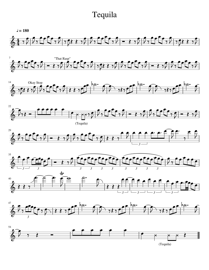 Tequila Tenor Solo Sheet music for Saxophone tenor Solo Musescore