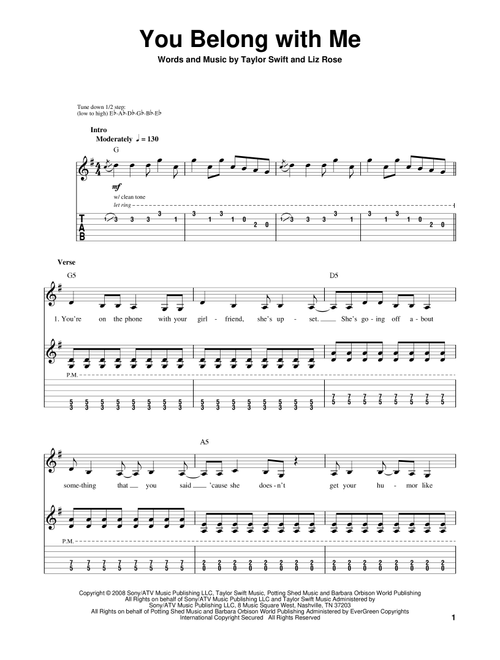You Belong With Me - Taylor Swift (Guitar Tab Play-Along)