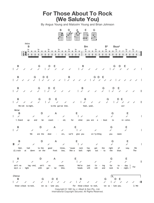 For Those About To Rock (We Salute You) - AC/DC (Ukulele Chords-Lyrics)