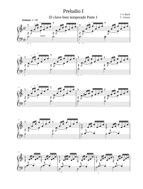 Preludio I J S Bach Czerny