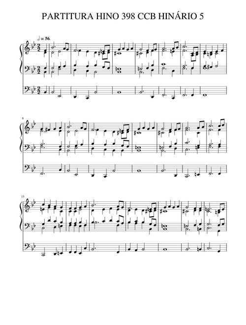 PARTITURA HINO 398 CCB HINÁRIO 5