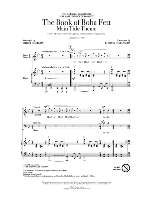 The Book Of Boba Fett Main Title Theme (arr. Roger Emerson) - Ludwig Göransson (Choral, TTBB)
