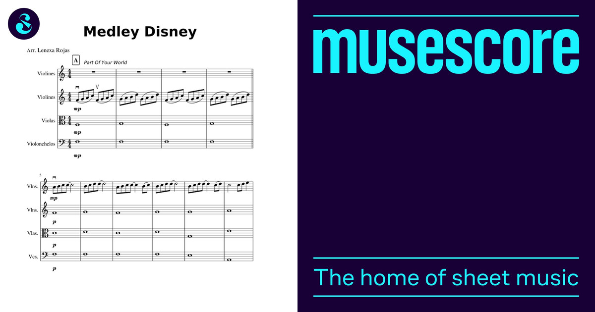 Medley Disney Sheet Music for Strings group (String Quartet