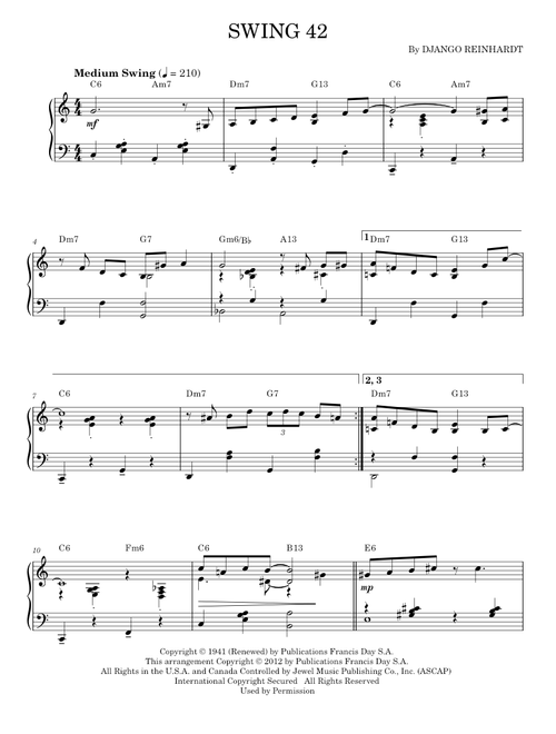Swing 42 - Django Reinhardt (Piano Solo)