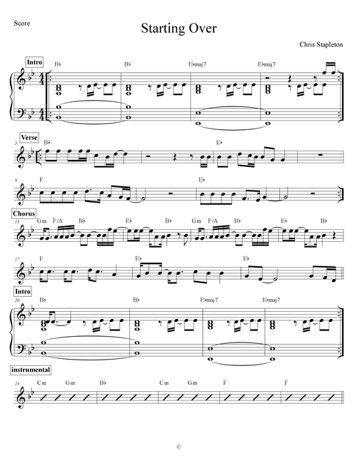Starting Over (Arr. Sebastien Ammann) - Chris Stapleton (Instrumental Duet and Piano)