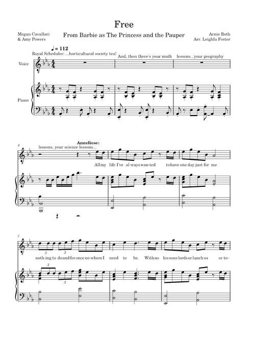 Free - Arnie Roth, Megan Cavallari & Amy Powers (Barbie as the Princess and the Pauper)