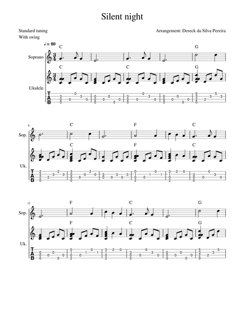 Silent night - Fingerstyle ukulele arrangement by Dereck Dreamer