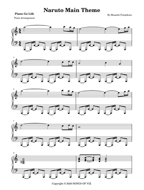 Naruto Main Theme (Arr. Piano Go Life) - Musashi Purojekuto (Piano Solo)