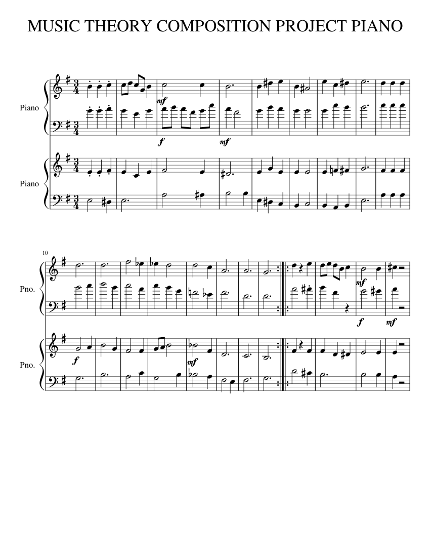 music theory composition project piano Sheet music for Piano (Piano Duo ...