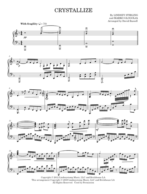 Crystallize - Lindsey Stirling (Piano Solo)