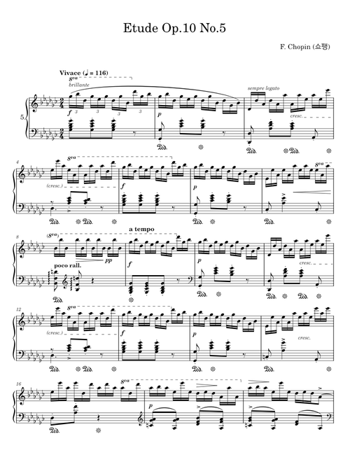 Chopin - Etude Op. 25, No. 5 in E minor for piano solo - F Chopin