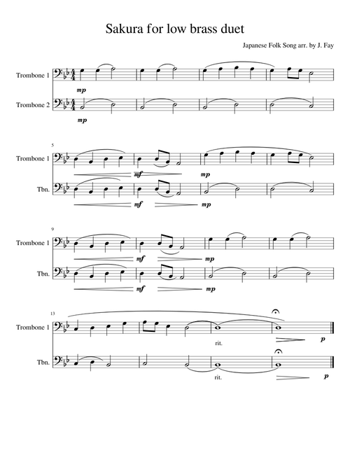 Sakura for low brass duet