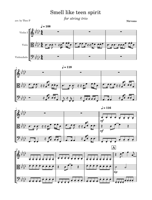 Smell like teen spirit - Nirvana (string trio arrangement)