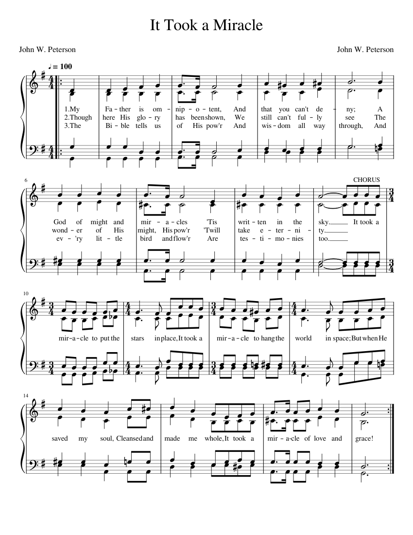 242 It Took a Miracle Sheet music for Piano (Solo) | Musescore.com