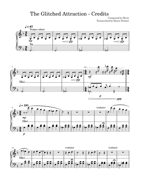 The Glitched Attraction - Credits (Demolition Inevitable piano cover by Hyrix)