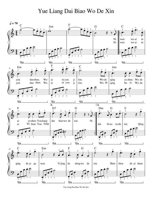 Yue Liang Dai Biao Wo De Xin - Piano
