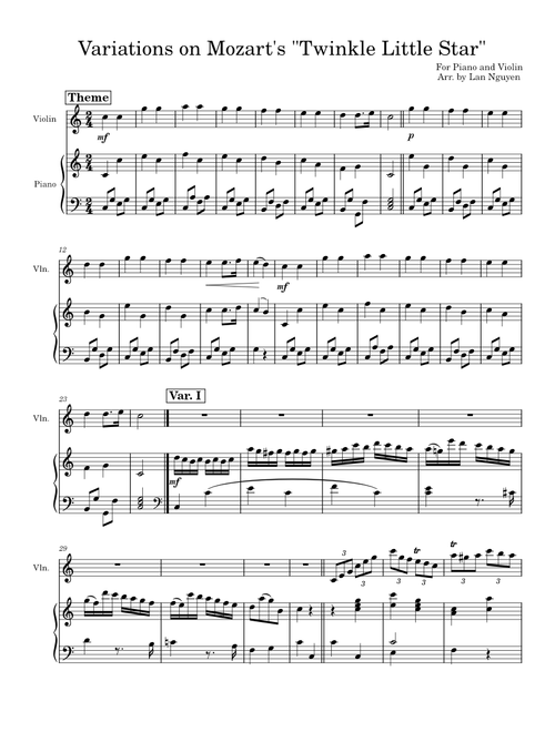 12 Variations on "Ah, vous dirai-je maman", K.265/300e – Wolfgang Amadeus Mozart Variations on Mozart's "Ah, vous dirai-je maman"