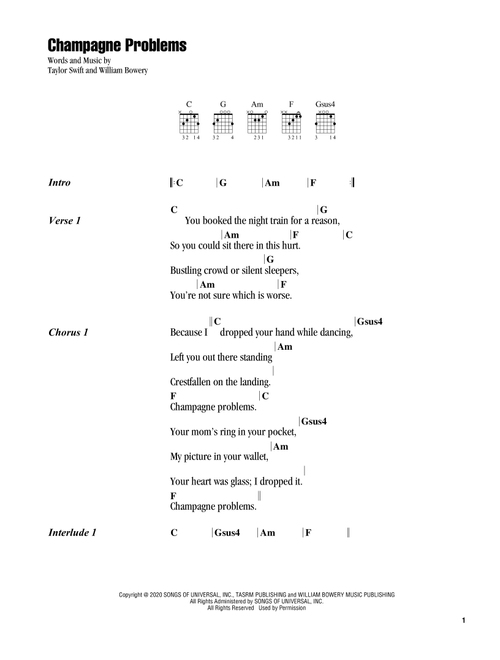champagne problems - Taylor Swift (Guitar Chords-Lyrics)