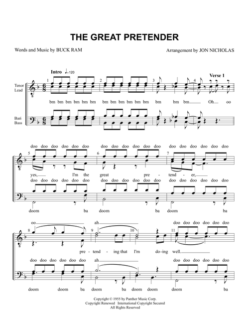 The Great Pretender (Arr. Jon Nicholas) - The Platters (Choral, TTBB)