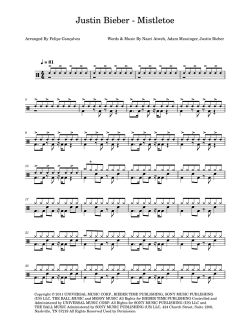 Mistletoe (Arr. The Ninja) - Justin Bieber (Drums)