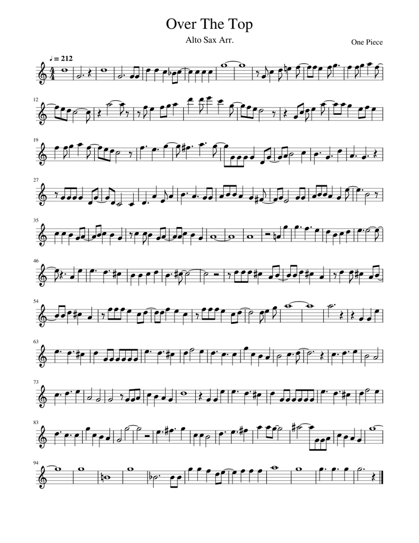 Over The Top Sheet music for Saxophone alto (Solo