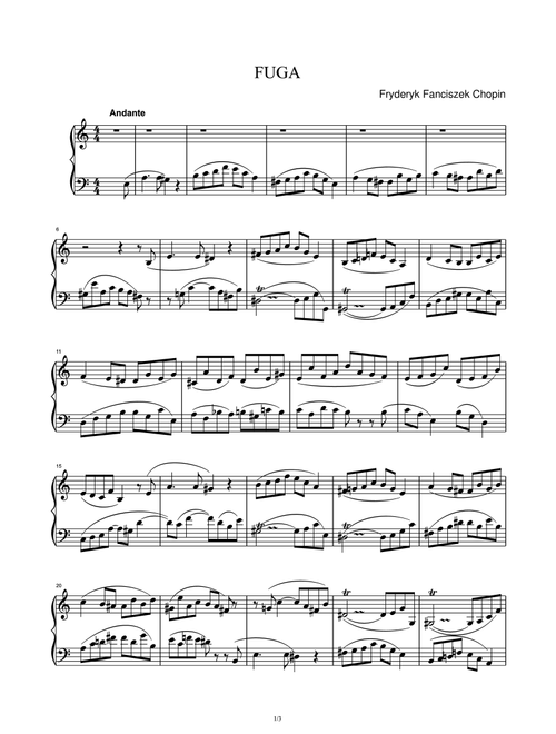 Fuga - Fryderyk Fanciszek Chopin (Piano Solo)