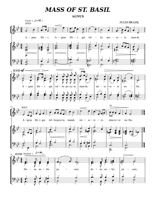 MASS OF ST. BASIL - AGNUS