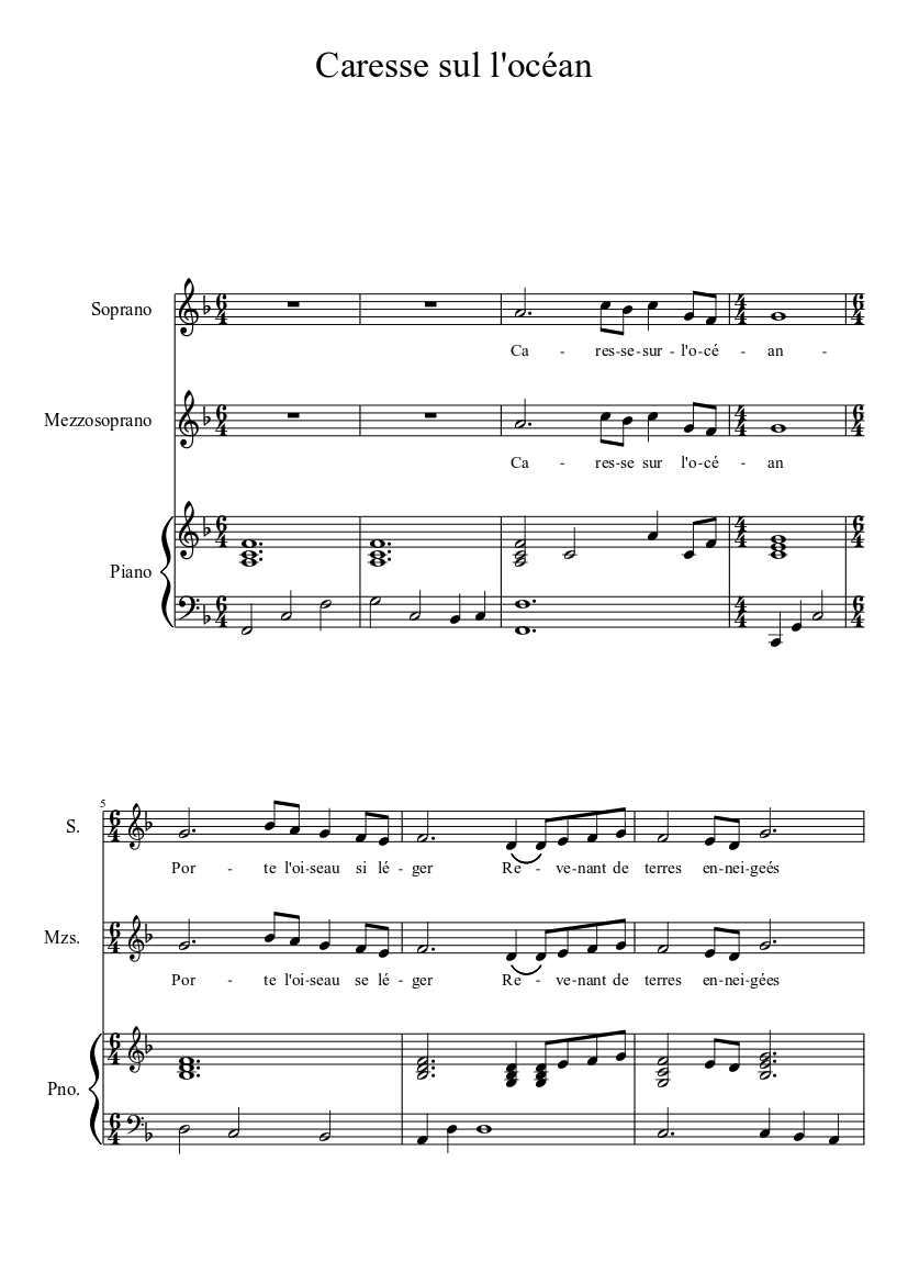 Incierto Figura Alojamiento Caresse sur l'océan Sheet music for Piano (Solo) | Musescore.com