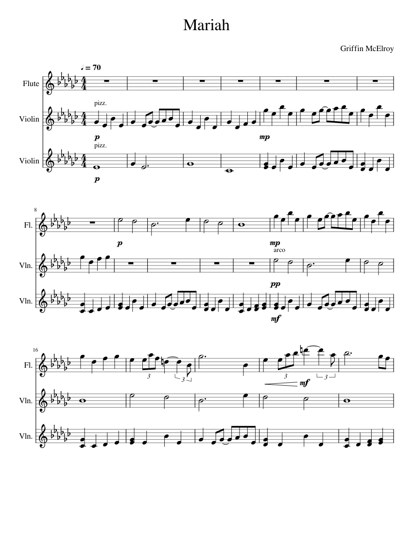 Mariah - TAZ Graduation Sheet music for Flute, Violin (Mixed Trio ...