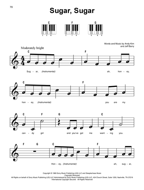 Sugar, Sugar - The Archies (Super Easy Piano)